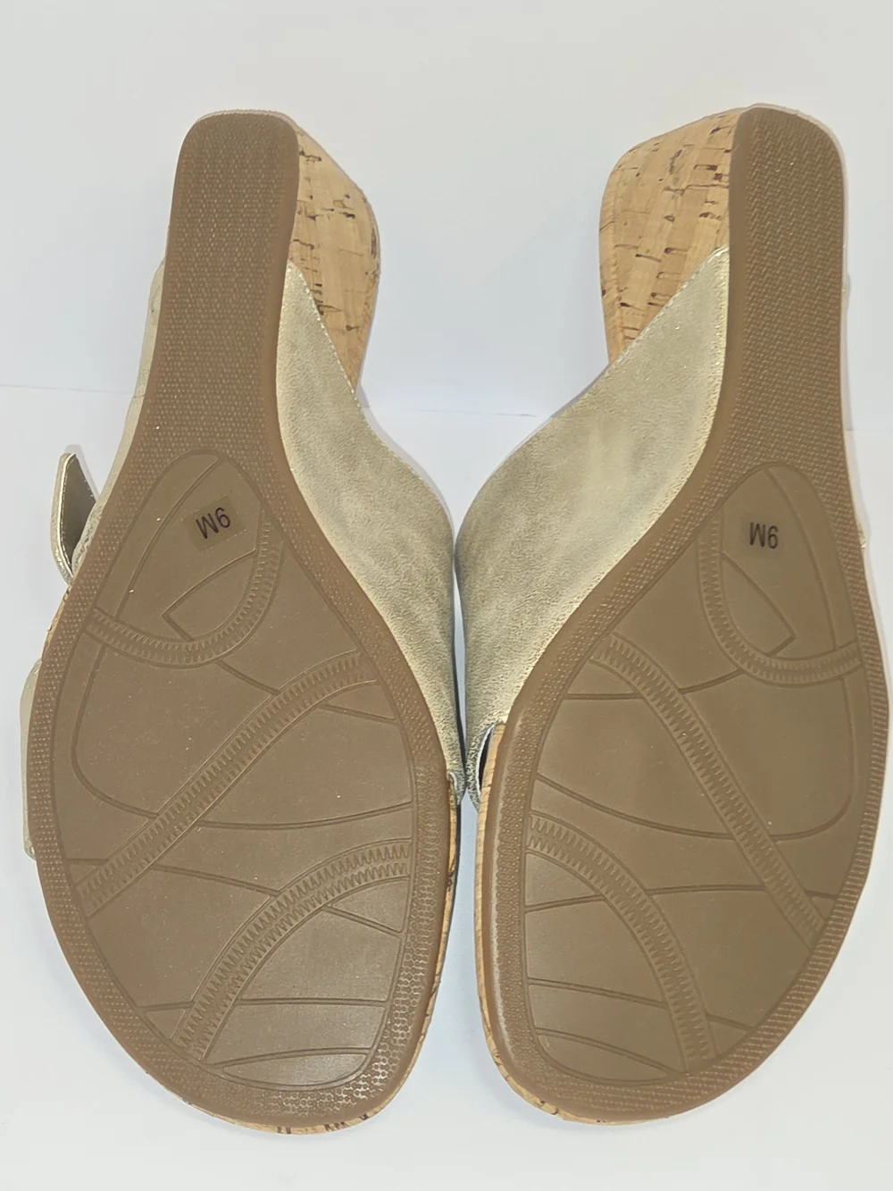 Impo Platino Giselle Metallic Gold Cork Wedge Slide with Silver Buckle - Picture 10 of 13